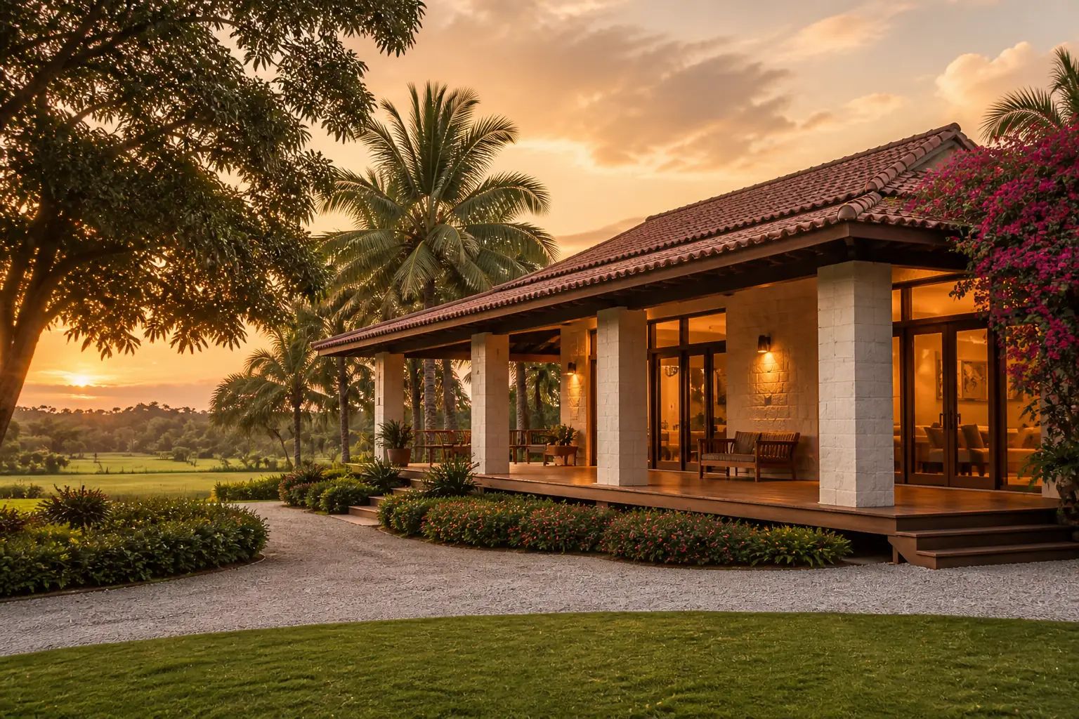 Luxury farmhouse villa with open verandah at Vankriti
