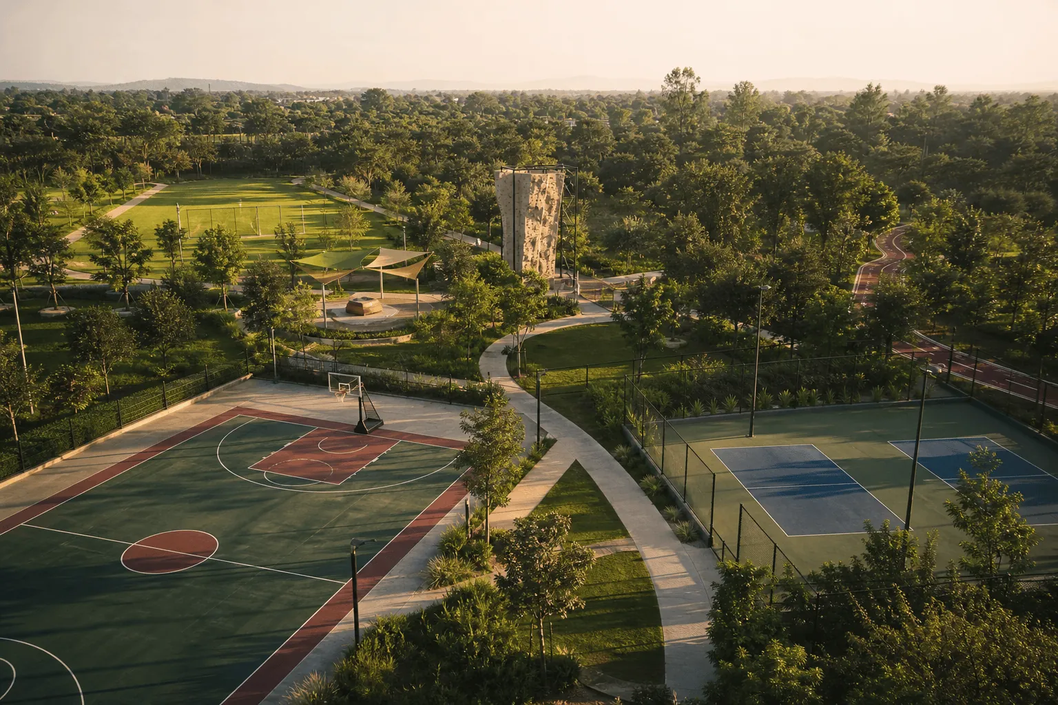 East Zone sports courts and fitness trails
