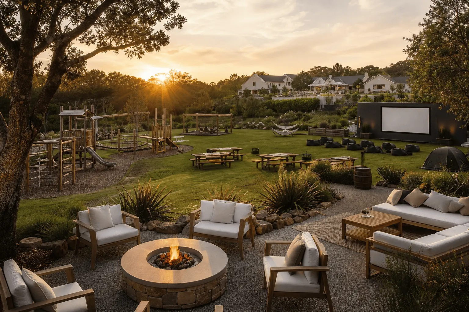 West Zone family lawns and community spaces